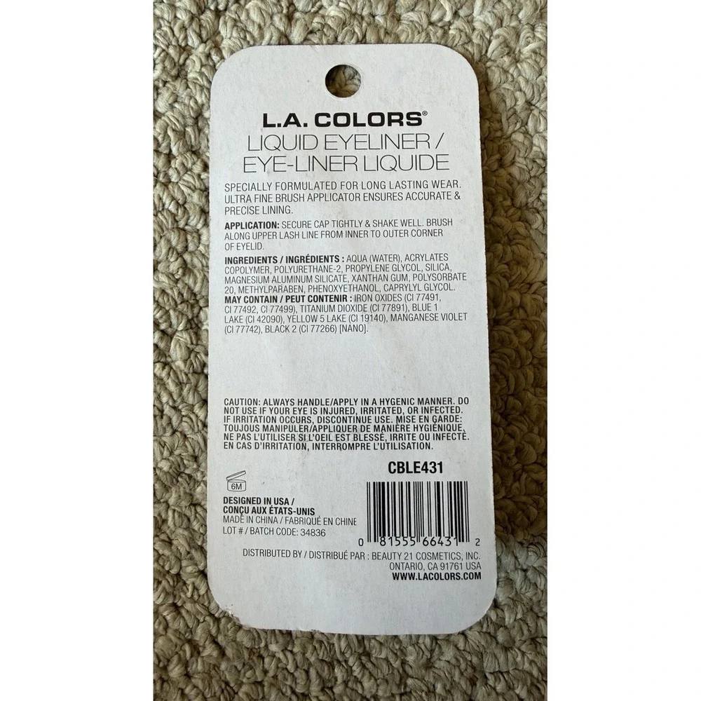 L.A. Colors All Day Wear Fine-Tip Liquid Eyeliner‎ CBLE431 BLACK/BROWN Sealed